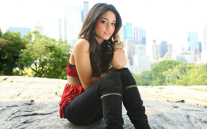 Vanessa Hudgens women sitting actress looking at viewer one person