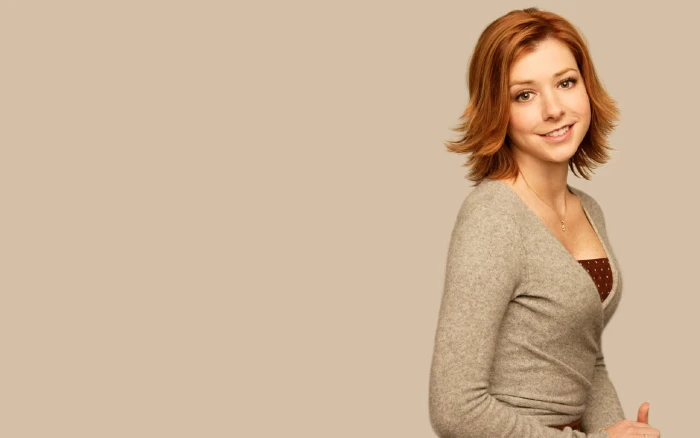 women Alyson Hannigan celebrity simple background actress