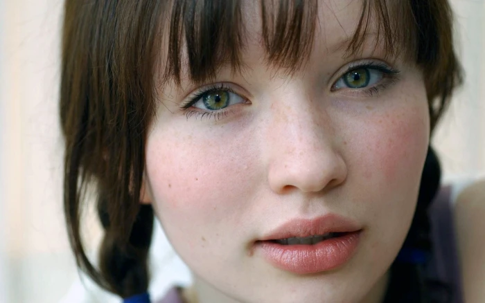 women Emily Browning actress closeup blue eyes brunette