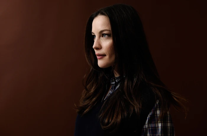 women Liv Tyler brunette blue eyes long hair actress simple background 2k