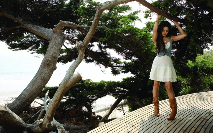 women model Vanessa Hudgens actress trees boots one person