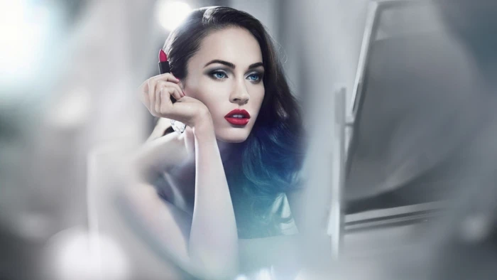 women red lipstick blue eyes Megan Fox celebrity actress