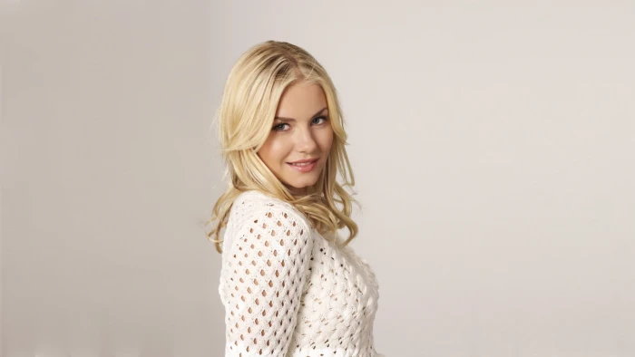 women's white knit top sweater blonde Elisha Cuthbert