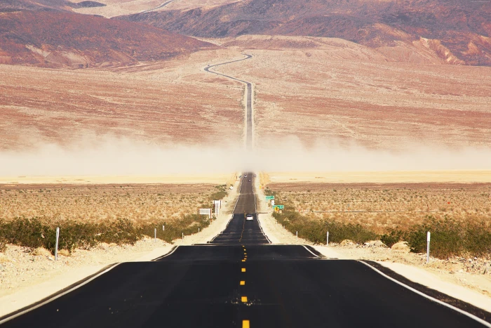 sunset road Californian desert USA 2k 4k 5k