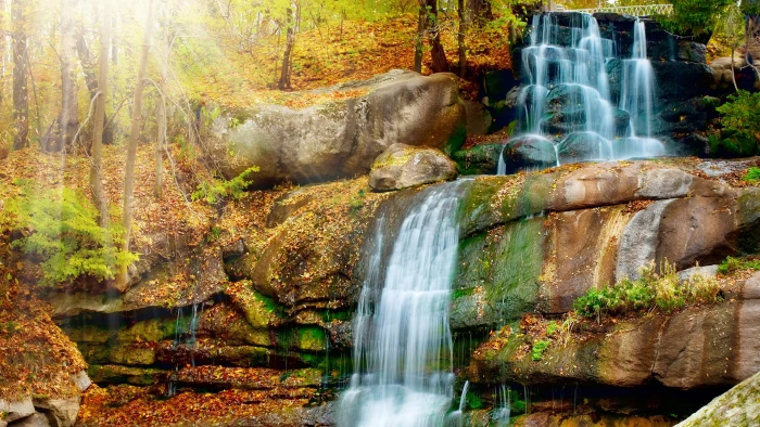 waterfall nature scene 2k 4k 5k 8k