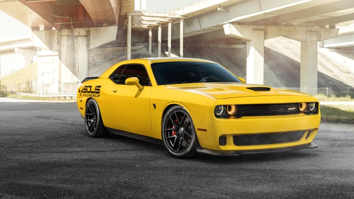 dodge hellcat srt yellow 2k 4k