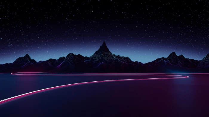 retro style mountains starry night landscape 2k 4k