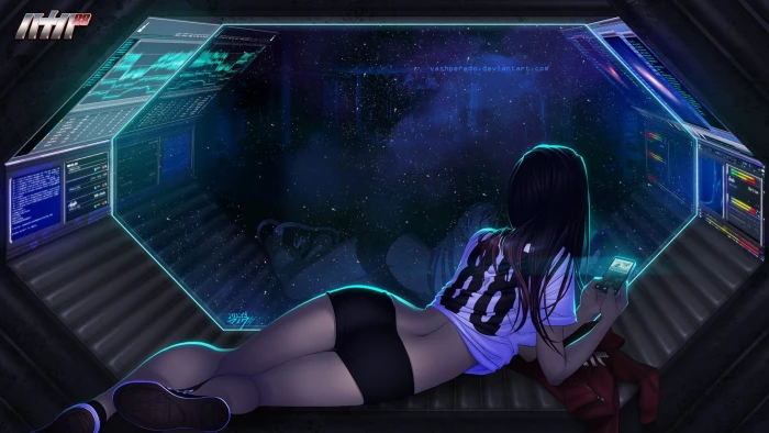 88 Girl Anime Girls cyberpunk Futuristic sexy anime space 75 2k