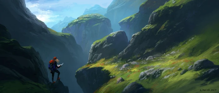 px artwork cliff digital art landscape mountains Nature Sky HD Art 2k