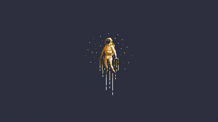 astronaut artwork digital art minimalism simple pixels pixel 2k