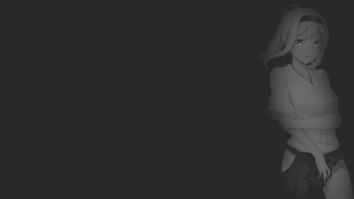 anime girls illustration fan art monochrome minimalism 2k