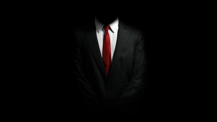 Hitman digital wallpaper man wearing black suit and red necktie 2k