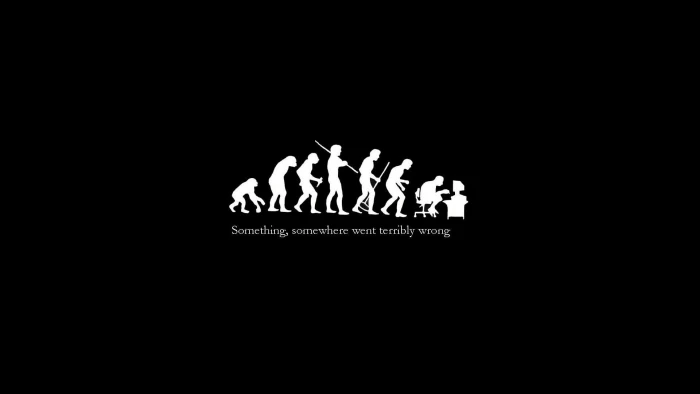 human evolution wallpaper dark minimalism digital art monochrome 2k