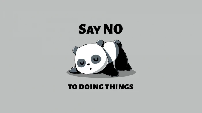 panda illustration with text overlay simple background 2k