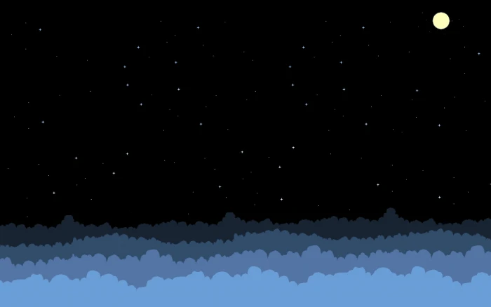 galaxy and moon illustration pixel art stars clouds sky no people 2k