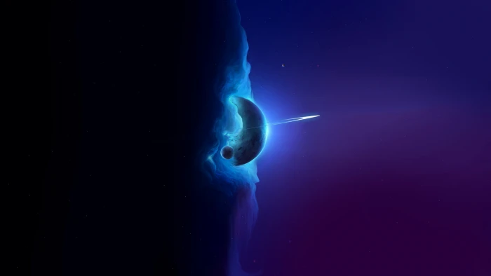 blue moon covered with clouds wallpaper planet illustration 2k