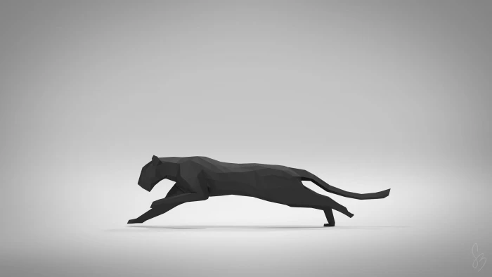 black Jaguar clip art panther figurine animals digital 2k