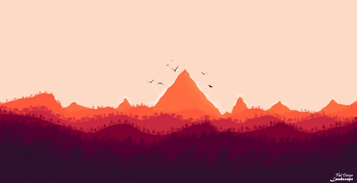 silhouette of mountains Firewatch digital art Photoshop landscape 2k