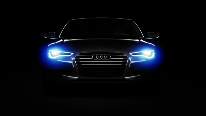 black Audi car lights dark minimalism 2k