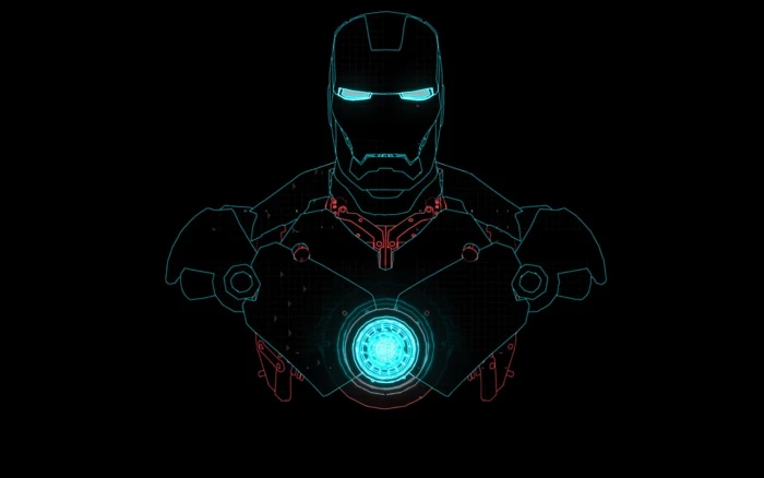 Iron Man illustration illuminated technology black background