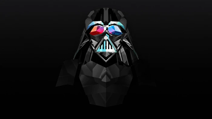 Abstract Facets Darth Vader Star Wars black background 2k