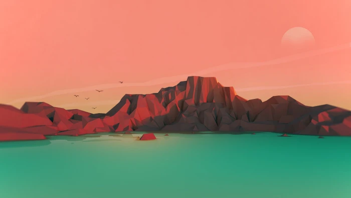brown mountain illustration sunset digital art mountains low poly 2k