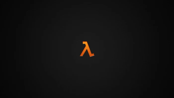 minimalism dark video games lambda orange Half Life 2k