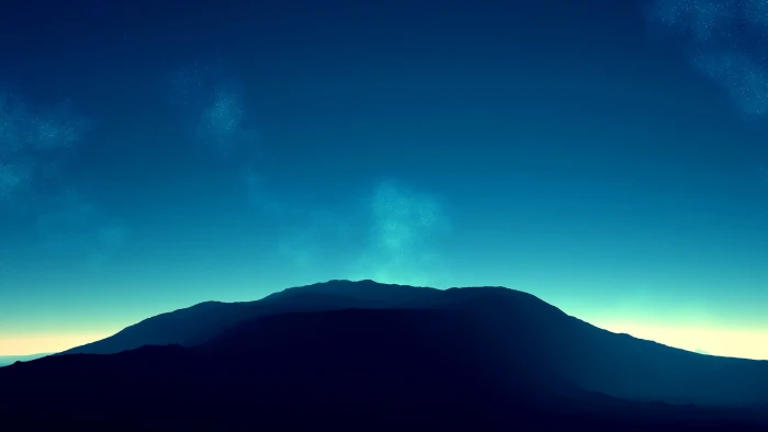 mountain and blue sky silhouette of under clear 2k