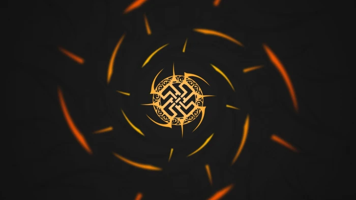 round yellow and black logo digital wallpaper abstract tribal 2k