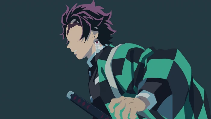 Tanjiro Kamado anime boys simple background sword 2k