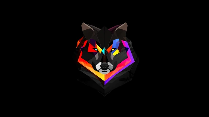 wolf illustration multicolored minimalism 2k