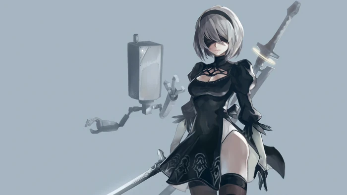 anime girl character holding sword wallpaper Nier Automata 2k