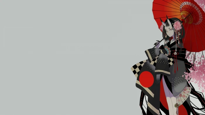 anime manga girls Japan simple background Oni Onigirl 2k