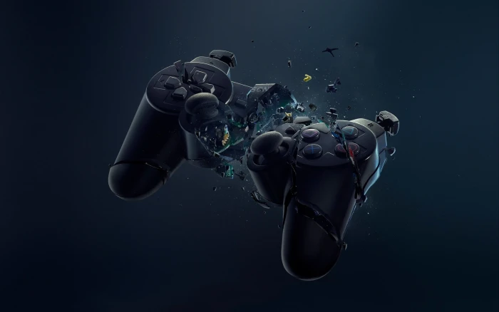 black DualShock controller wallpaper Play Station Sony video games 2k