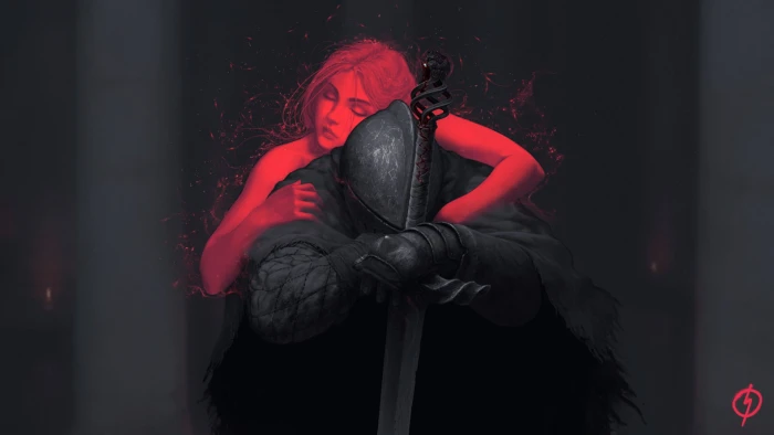 black knight Dark Souls II video games fan art sword one person 2k
