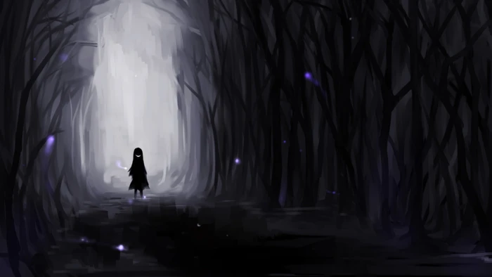creepy dark forest evil smiles anime drawn Nature Forests HD Art 2k