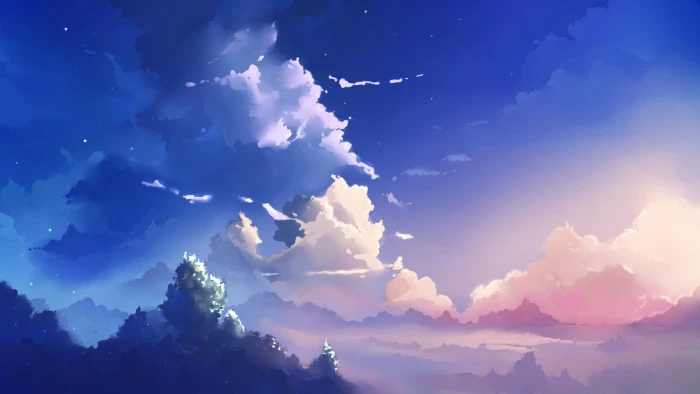 gray and white clouds forest under cloudy sky digital wallpaper 2k