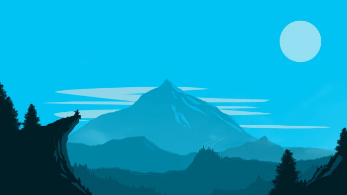 moon forest sky trees landscape nature Mountain art 2k