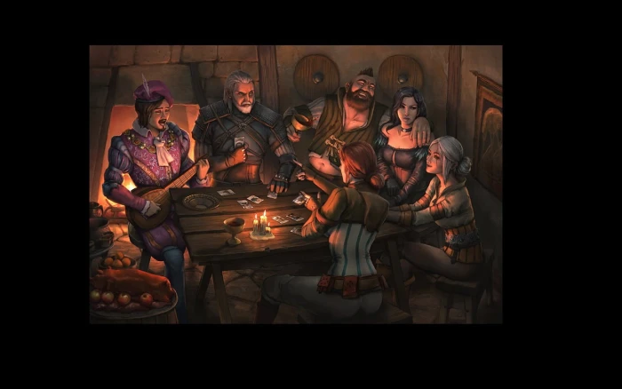 painting of man and woman The Witcher 3 Wild Hunt video games