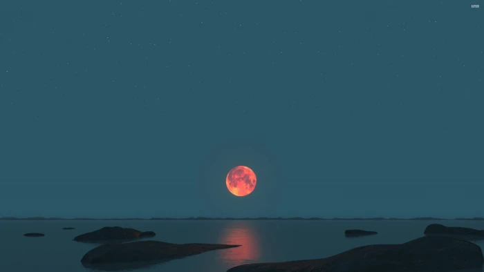 red and orange moon landscape photograph of blood moonlight 2k 4k