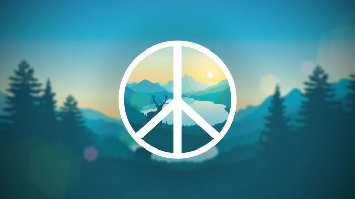 round white and blue analog wall clock blurred nature peace sign 2k