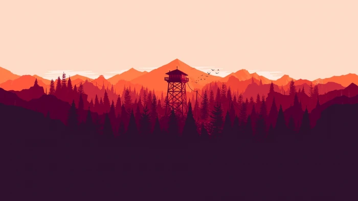 watchtower digital wallpaper brown tower Firewatch video games 2k