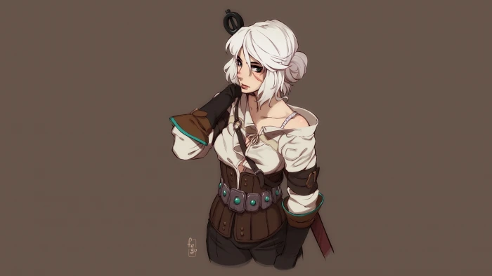 white haired female anime holding sword The Witcher 3 Wild Hunt 2k