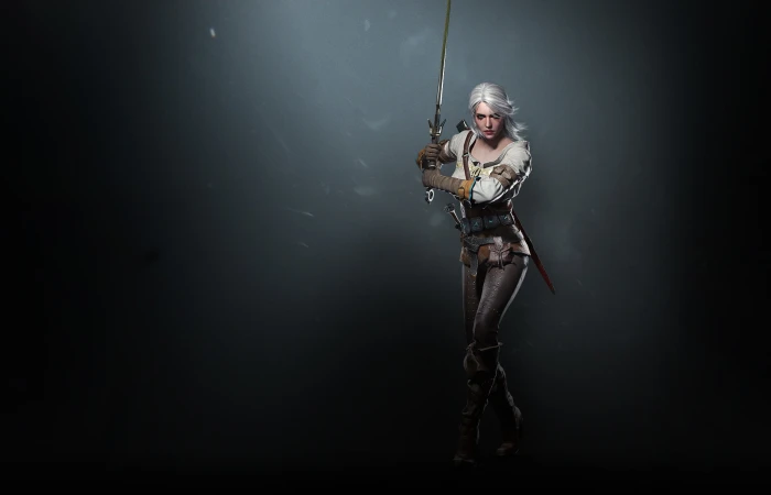 woman holding sword character illustration The Wild Hunt Art 2k