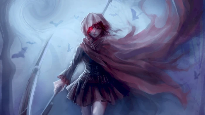 anime girl with scythe girls RWBY Ruby Rose character 2k