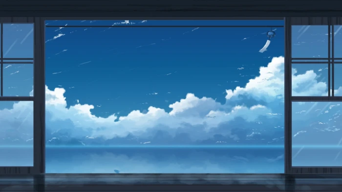 anime landscape sky scenic clouds cloud window glass material 2k
