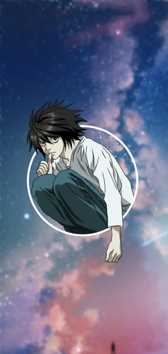 anime phone sky dark hair Death Note Lawliet L