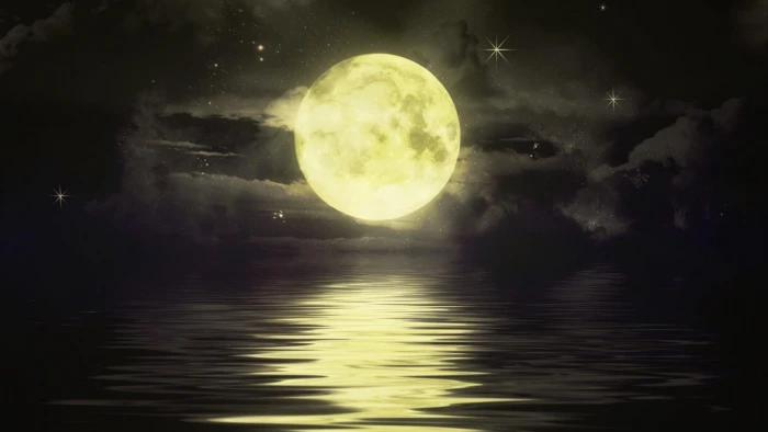 Big Moon Sunset dark night reflection water nature and landscapes 2k