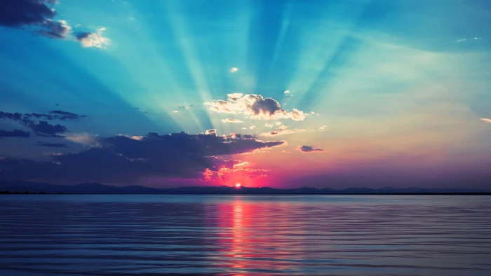 blue body of water Sun sea sunlight sky nature horizon 2k