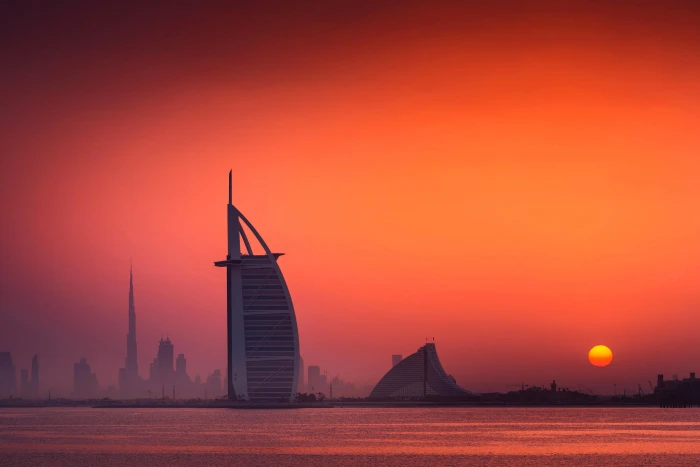 Burj Al Arab the sky sun dawn Dubai UAE Jumeirah beach hotel 2k